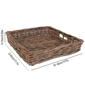 Vintage Square Rattan Serving Basket Tray