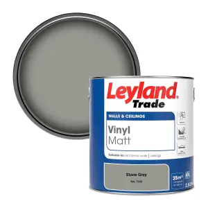 Leyland Trade Vinyl Matt Walls & Ceilings Emulsion Paint Stone Grey (RAL 7030) 2.5L