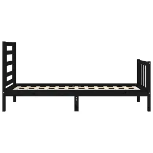 Berkfield Bed Frame with Headboard Black 90x200 cm Solid Wood