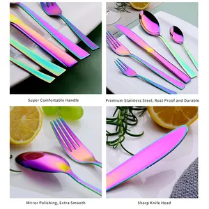 Velaze 30 Piece Stainless Steel Cutlery Set , Service for 6 Colorful