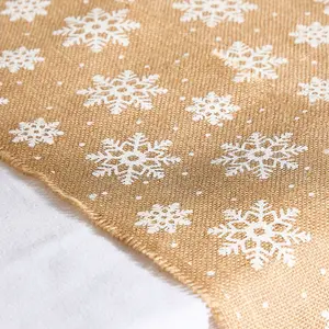 Vintage Extra Wide Jute Snowflake Christmas Dinning Table Runner 220cm