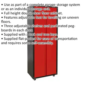 Versatile Modular 2 Door Full Height Cabinet with Lock - Ideal for Garage and Workshop Storage