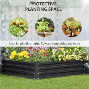 Outsunny Raised Garden Bed Metal Patio Backyard Flower Vegetable Planter Grey