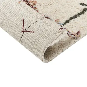 Cotton Area Rug 140 x 200 cm Beige CORUM