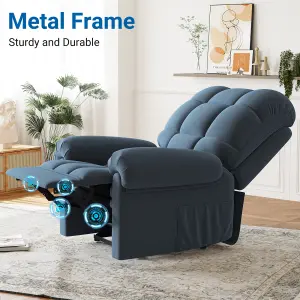 Electric Recline Sofa Chair for Adults with USB Port,Comfy Teddy Fleece Adjustable, Blue Grey