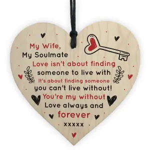 Soulmate Gift For Wife Wood Heart Anniversary Gift For Wife Love Gift For Her