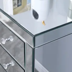 FurnitureHMD Mirrored Glass Chest of Drawers Muti-Storage Cabinet Storage Unit Sideboard Cupboard for Living Room, Bedroom