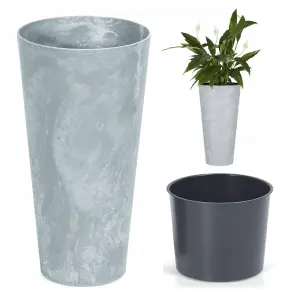 Planter Plant Pot Flowerpot Cylinder Outdoor Garden Balcony Indoor Beton Tall Concrete 47.6cm