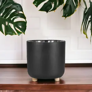 Moda Ceramic Black Plant Pot on Feet. H14cm