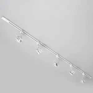 Litecraft Greenwich White 5 Head 2m Straight Kitchen Ceiling Light with LED Bulbs