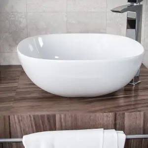 Nes Home 410mm Square Rounded Edge Cloakroom Counter Top Basin Sink Bowl