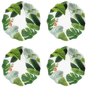 Purely Home Tropical Floral Melamine Dinner Plates - Set of  4