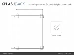 Crystal Clear Glass Kitchen Splashback (Gunmetal Cap) 600mm x 750mm