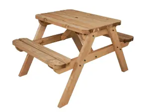 Classic Rounded Pub Style Picnic Bench and Table (3ft, Rustic brown finish)