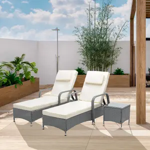 MCC Direct Rattan Sun lounger and Table Venice Grey