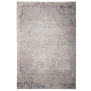 Distressed Greige Floral Persian Style Washable Non Slip Rug 120x170cm