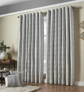 Flections Eyelet Ring Top Curtains Silver 229cm x 183cm