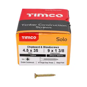 TIMCO Solo Countersunk Gold Woodscrews - 4.5 x 35 (200pcs)