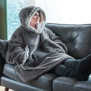 Snug Rug Eskimo - Slate Grey Wearable Blanket Oversized Hoodie Blankets for Adults Hooded