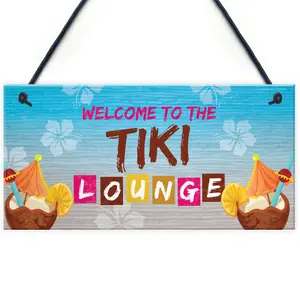 Red Ocean The Tiki Lounge Novelty Home Bar Sign Hanging Garden Bar Decor Tropical Signs