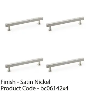 4 PACK - Straight Square Bar Pull Handle - Satin Nickel 160mm Centres SOLID BRASS Drawer