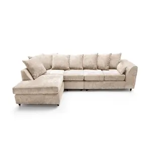 Harriet Crushed Chenille Large Left Facing Corner Sofa in Cream