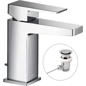 Mira Showers Honesty Square Bath Pillar And Single Lever Basin Chrome Taps