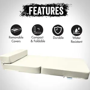 Fold Out Single Z Bed Futon Sofa Chair Mattress - Cream