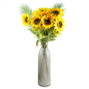 50cm Smoke Grey Diamond Tall Glass Vase