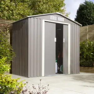 Rowlinson Trentvale 6x4 ft Pent Light grey Metal 2 door Shed