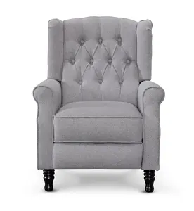 Fabric Linen Light Grey Marianna Manual Recliner Wingback Chair