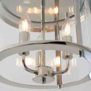 Lorne Bright Nickel with Clear Glass Modern Decorative 3 Light Flush Light