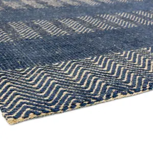 Navy Blue Geometric Graphics Modern Handmade Easy to clean Rug for Bed Room Living Room and Dining Room-160cm X 230cm