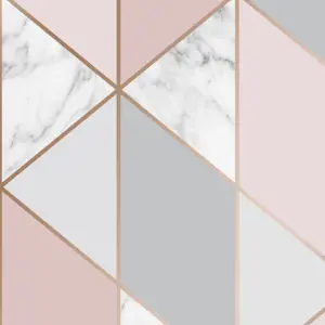 Sublime Marble Pink Metallic effect Geometric Smooth Wallpaper