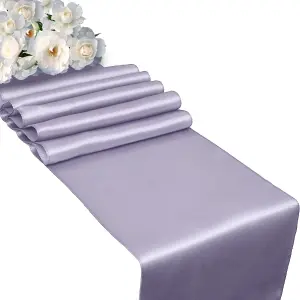 Neel Blue 11x 108 Inch Plain Satin Silk Table Runner, Lavender