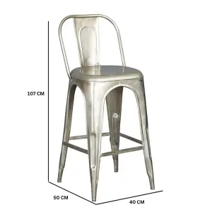 Silver Industrial Metal High Dining Chair