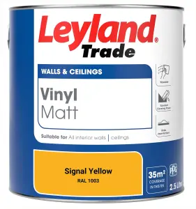 Leyland Trade Vinyl Matt Walls & Ceilings Emulsion Paint Signal Yellow (RAL 1003) 2.5L