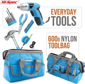 Hi-Spec 20pc Blue USB 3.6 Eletric Power Screwdriver & Home DIY Tool Kit. All Essential Repairs in a Bag