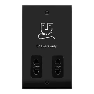 Matt Black Shaver Socket 115v/230v - Black Trim - SE Home