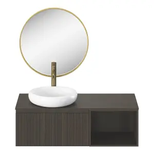 GoodHome Tisa Gold effect Round Wall-mounted Bathroom Mirror (H)60cm (W)60cm