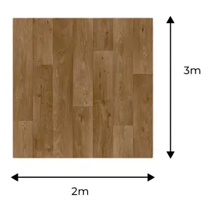 Precut Brown Oak plank effect Sheet vinyl, 6m²