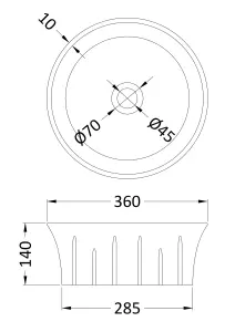 Round Ceramic Countertop Vessel without Overflow - 360mm