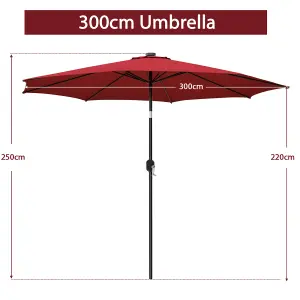 Costway 3m Patio Umbrella Outdoor Garden Heavy Duty Table Umbrella w/ 8 ribs