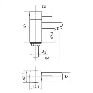 Small Compact Wall Hung Basin, Hero Mono Basin Mixer Tap, Waste & Round Bottle Trap (PK1)