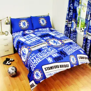 Chelsea FC Childrens/Kids Official Patch Football Crest Duvet Set Blue (Double)