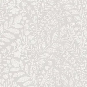 GoodHome Dryade Grey Leaves Textured Wallpaper