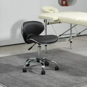 HOMCOM Office Chair Beauty Salon Rolling Technician Stool Chair Black