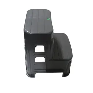 Plastic Double Step Stool Tall 150KG (Grey Lightweight Motorhome Stackable Detailing)