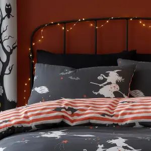 Flying Witches Glow in the Dark Duvet Cover Set