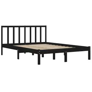 Berkfield Bed Frame Black Solid Wood Pine 140x200 cm